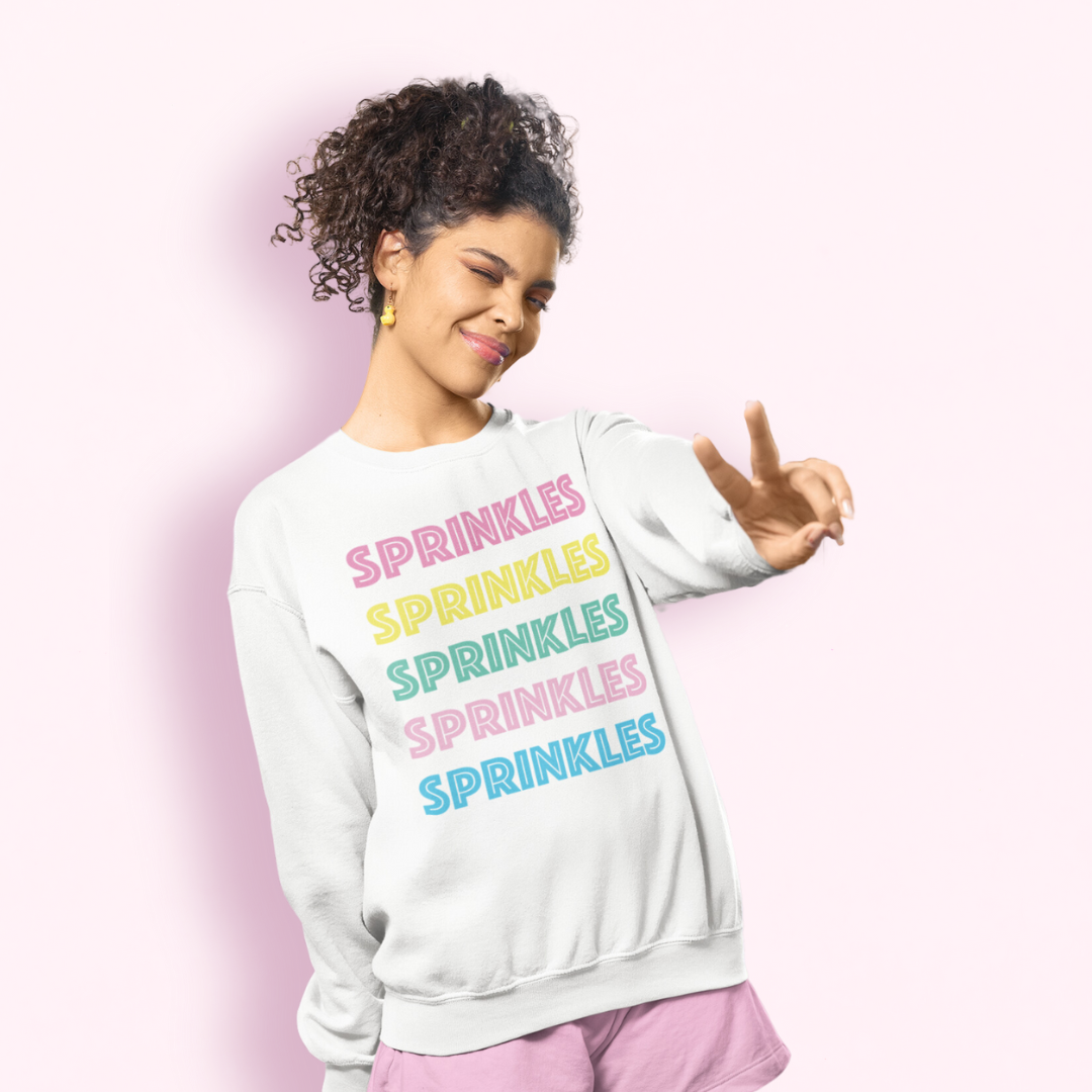 White Rainbow "Sprinkles" Bestie Sweatshirt