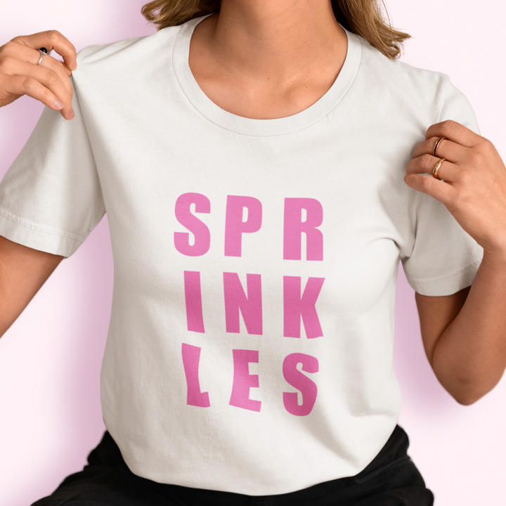 White "Sprinkles" Block Letter Tee