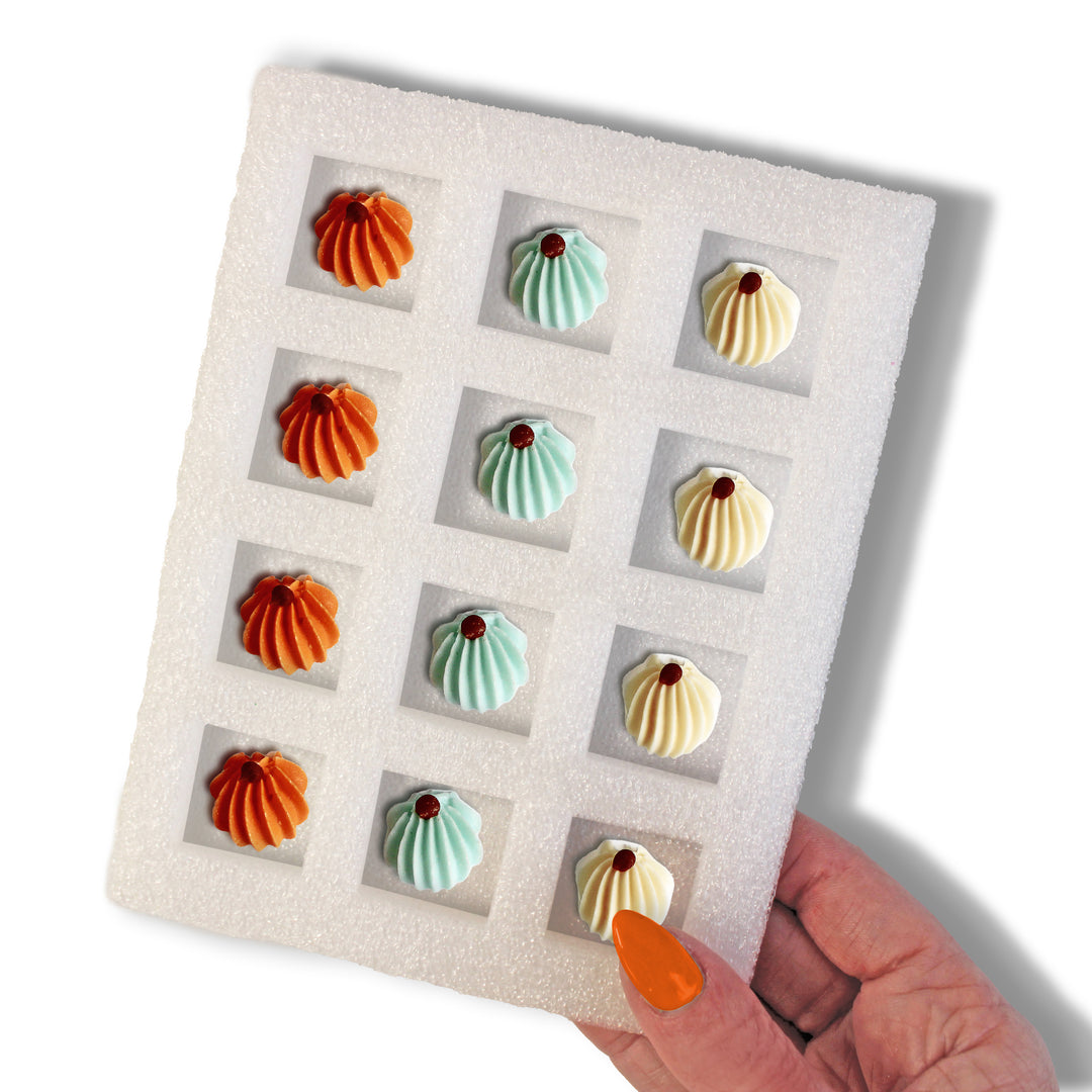 Royal Icing Blue, Cream & Orange Pumpkins (36ct)