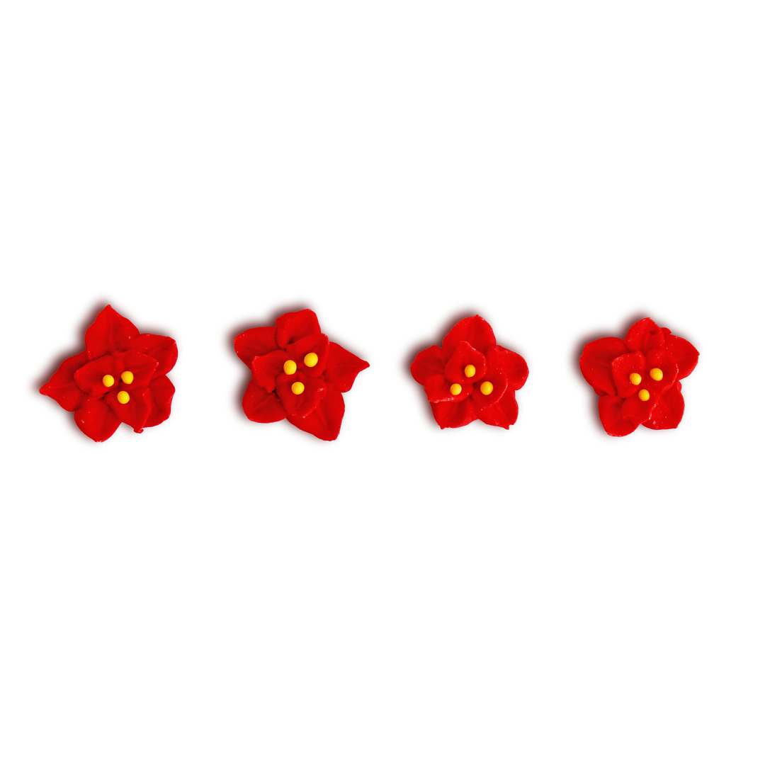 Royal Icing Red Poinsettias (12ct)