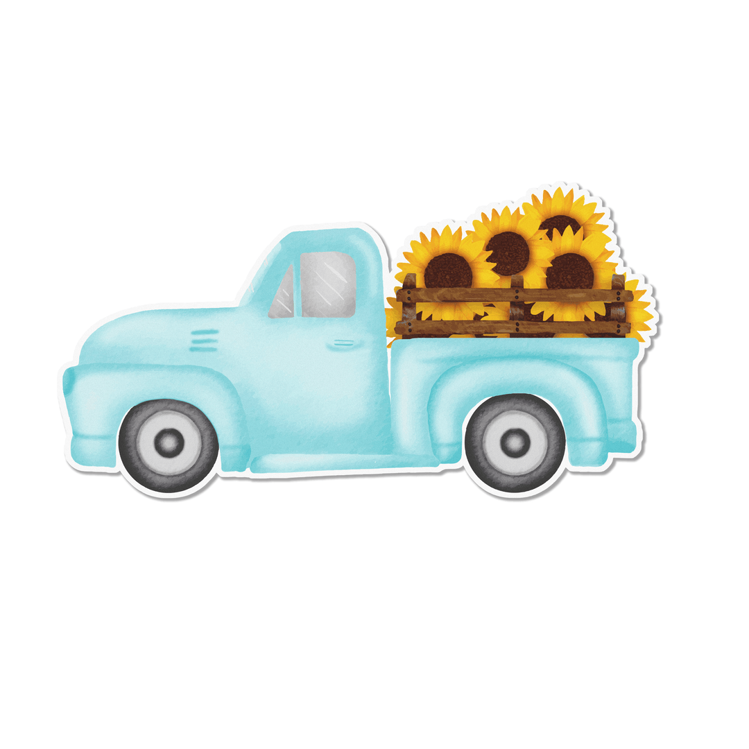 Fall Blue Truck Edible Cupcake Toppers