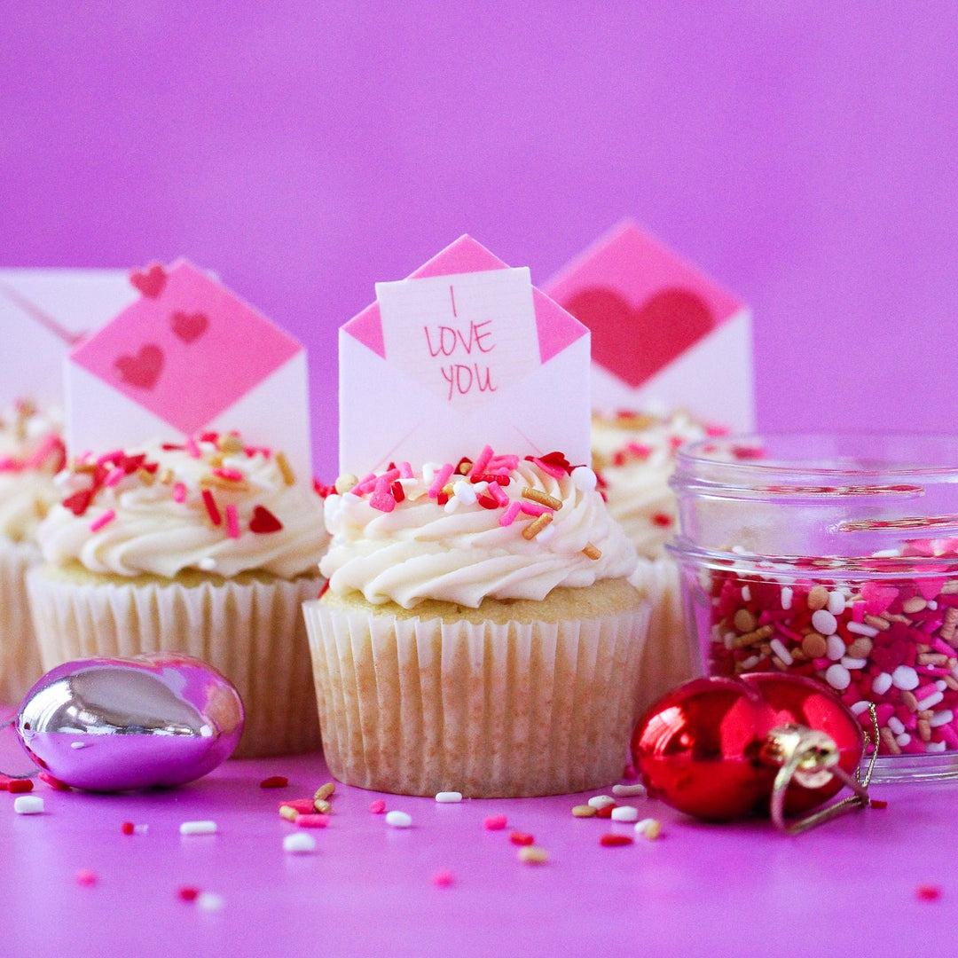 Love Letters Edible Cupcake Toppers