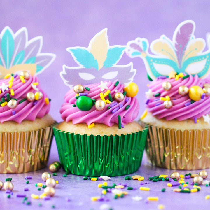 Mardi Gras Masks Edible Cupcake Toppers