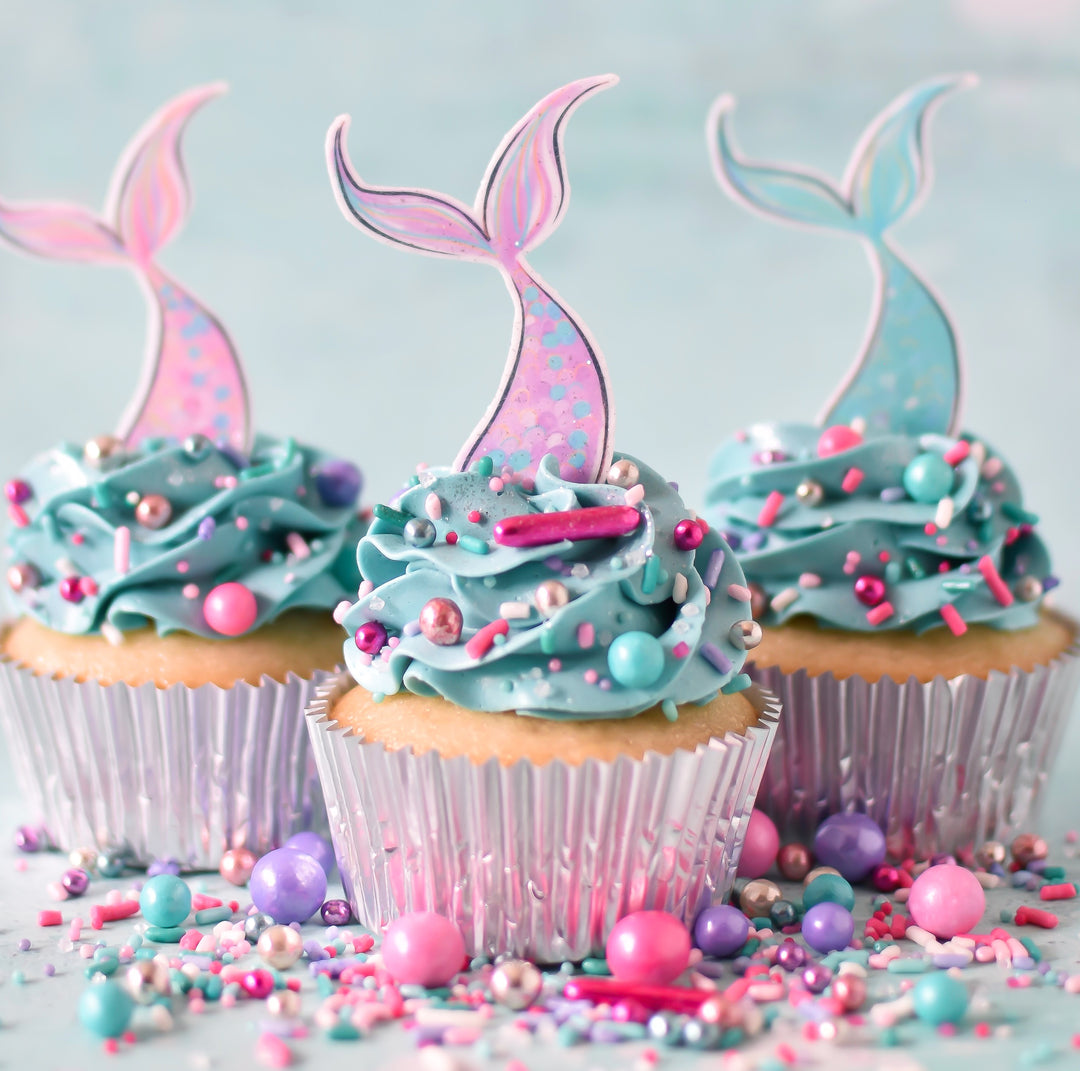 Cupcakes with mermaid tails edible cupcake toppers