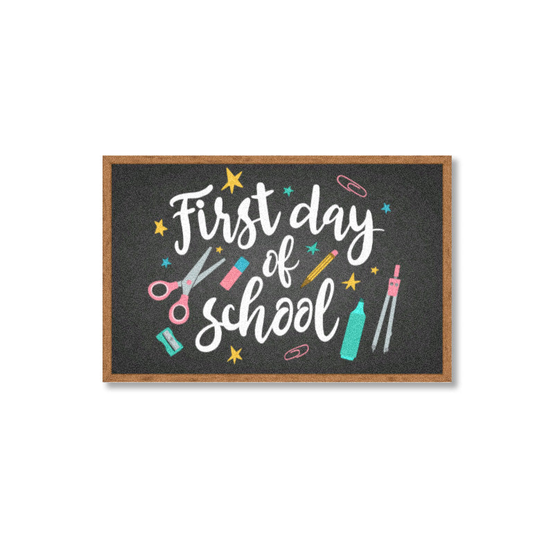 Close-up of First Day of School Edible Cupcake Topper - a charming collection featuring chalkboard designs, perfect for Back to School treats.