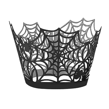 A close-up image of a Spider Web Cupcake Liner, showcasing its intricate spider web design perfect for Halloween cupcakes and treats.
