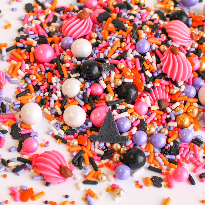 Basic Witch 2.0 Sprinkle Mix - Halloween-themed sprinkle mix with purple, pink, black, and orange colors.