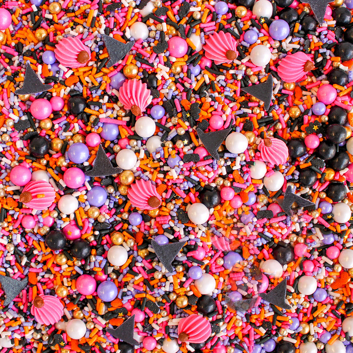 Basic Witch 2.0 Sprinkle Mix - Halloween-themed sprinkle mix with purple, pink, black, and orange colors.