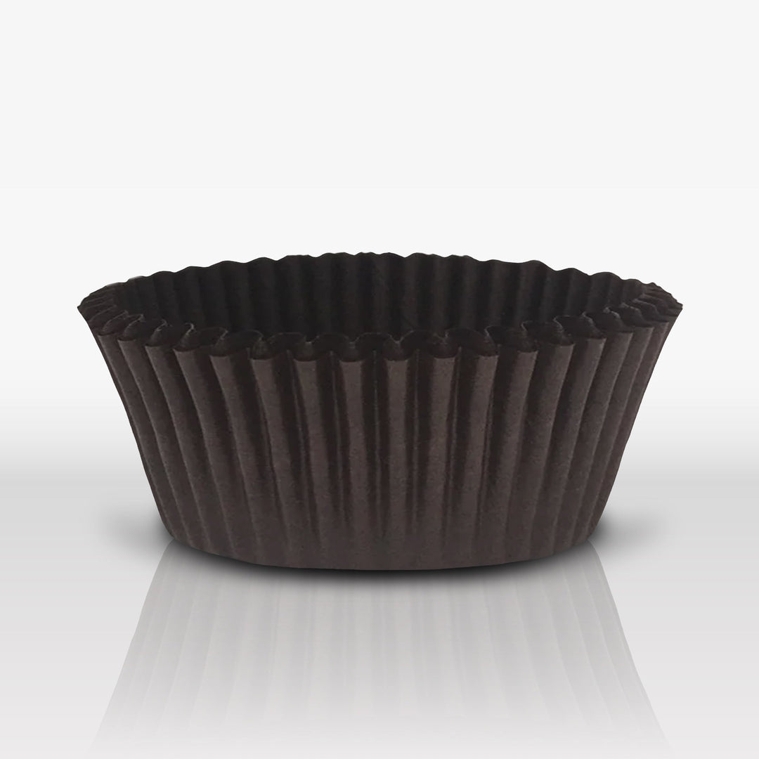Set of 24 Brown Matte Cupcake Liners for DIY baking and cake decorating.