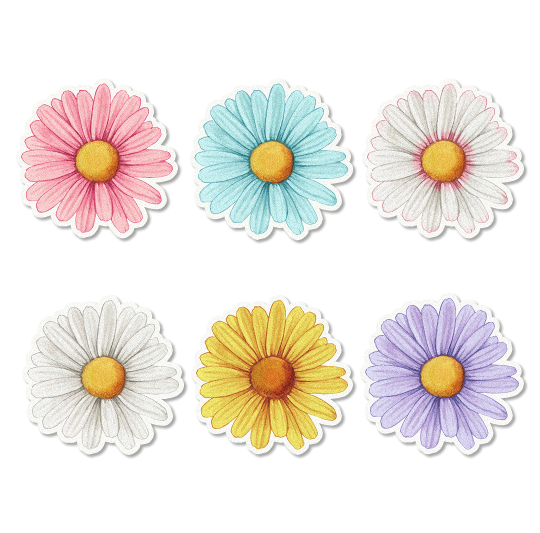 Colorful Daisies Edible Cupcake Toppers