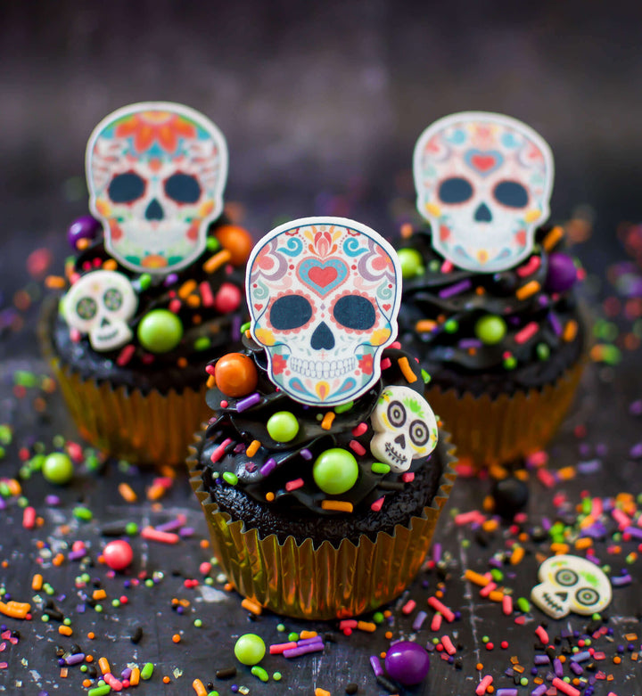 Sugar Skulls Edible Cupcake Toppers