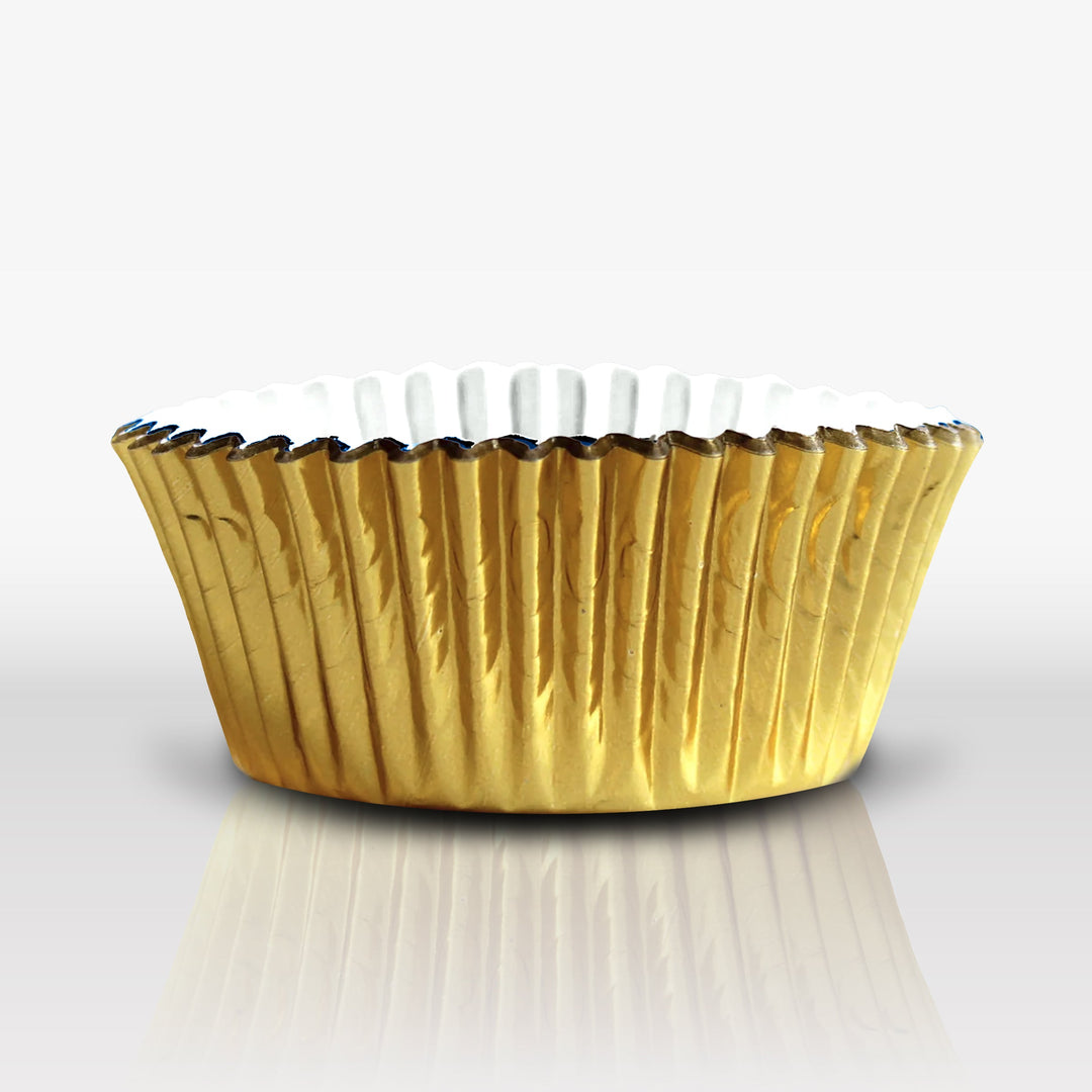 Set of 24 Gold Metallic Cupcake Liners for DIY baking and cake decorating.