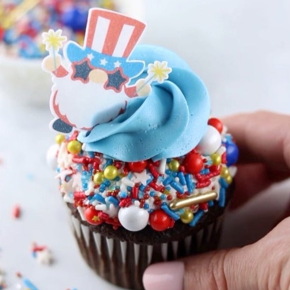 Happy 4th Gnomies Edible Cupcake Toppers