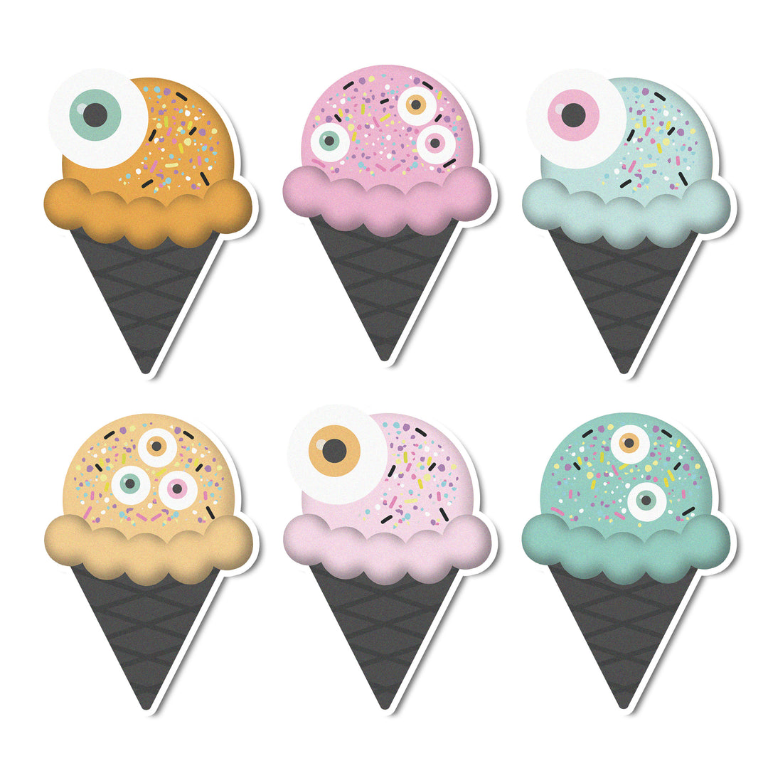 Eye Scream Cupcake Topper - Edible topper featuring eye ball ice cream cones for Halloween cupcakes.