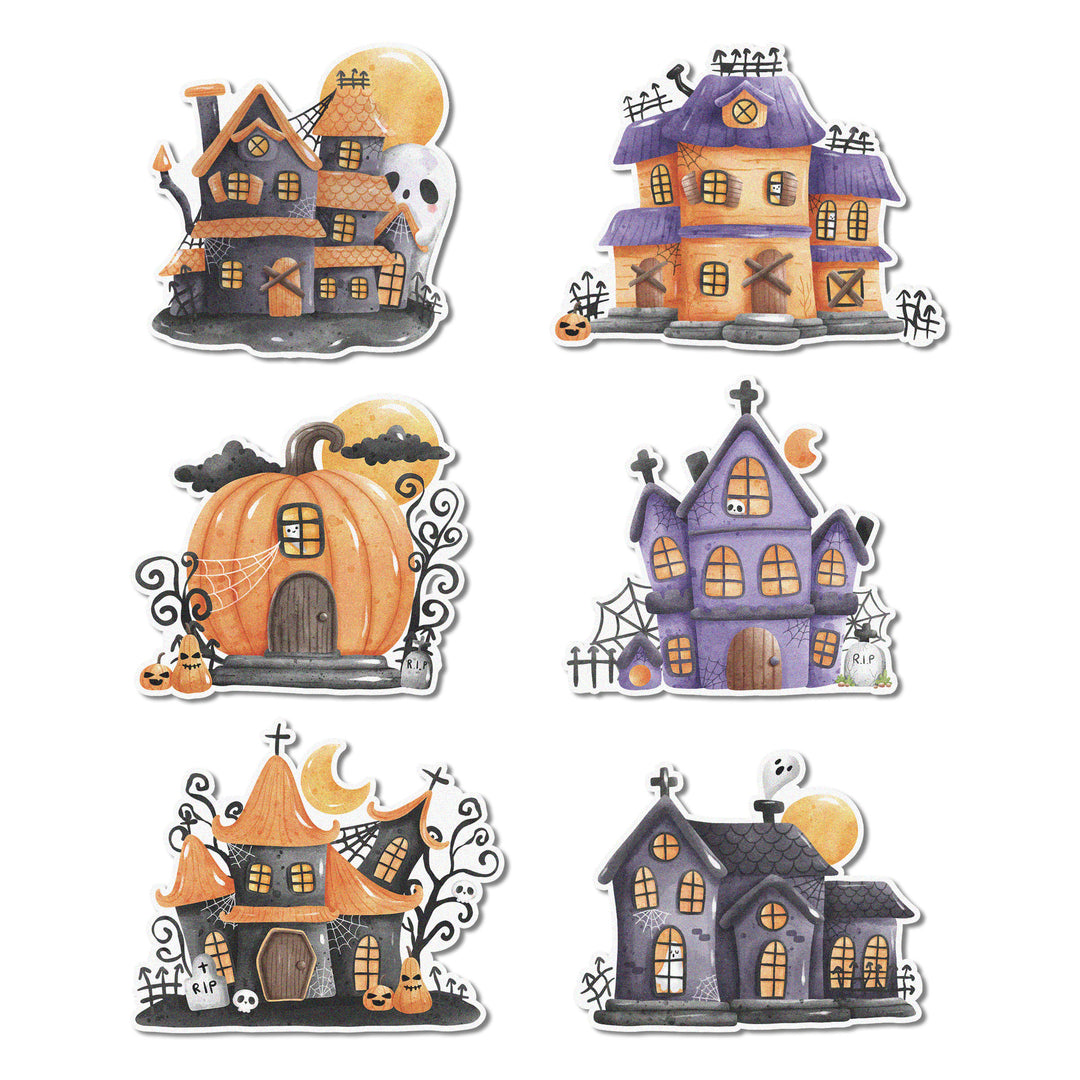 Haunted House Cupcake Topper - Edible topper featuring a spooky haunted house design for Halloween cupcakes.