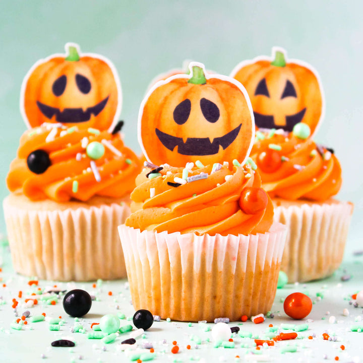 Jack-o-lantern Edible Cupcake Toppers
