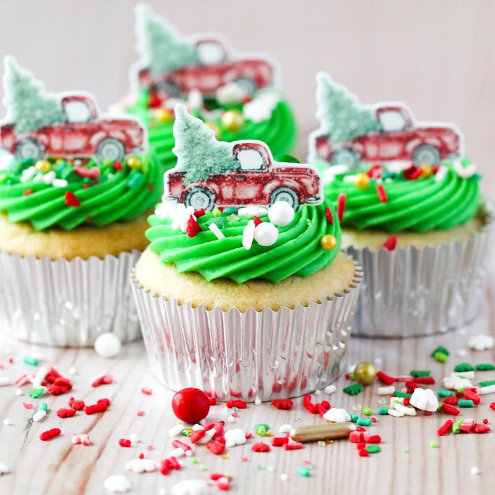 Christmas Truck Edible Cupcake Toppers LP