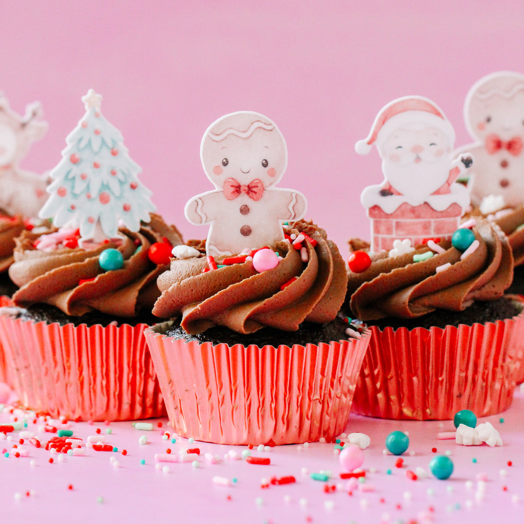 Sweet Christmas Edible Cupcake Toppers