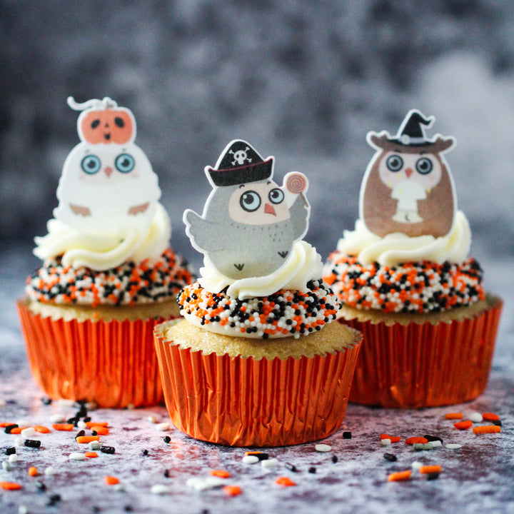 Halloween Owls Edible Cupcake Toppers