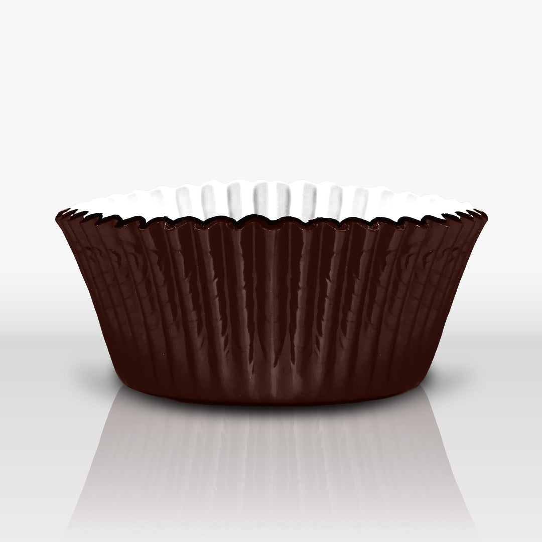 Set of 24 Brown Metallic Cupcake Liners for DIY baking and cake decorating.