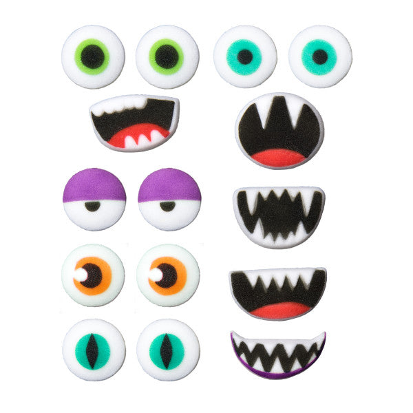 Monster Face Assortment Pressed Sugar Decorations