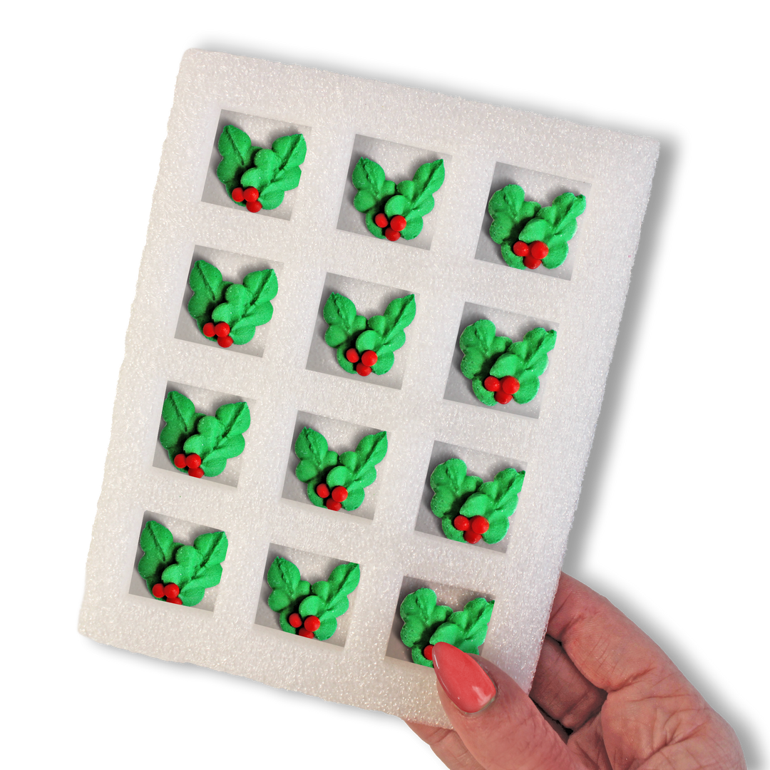 Royal Icing Holly Leaves (12ct)