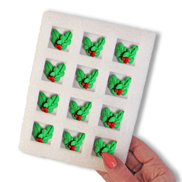 Royal Icing Holly Leaves (12ct)