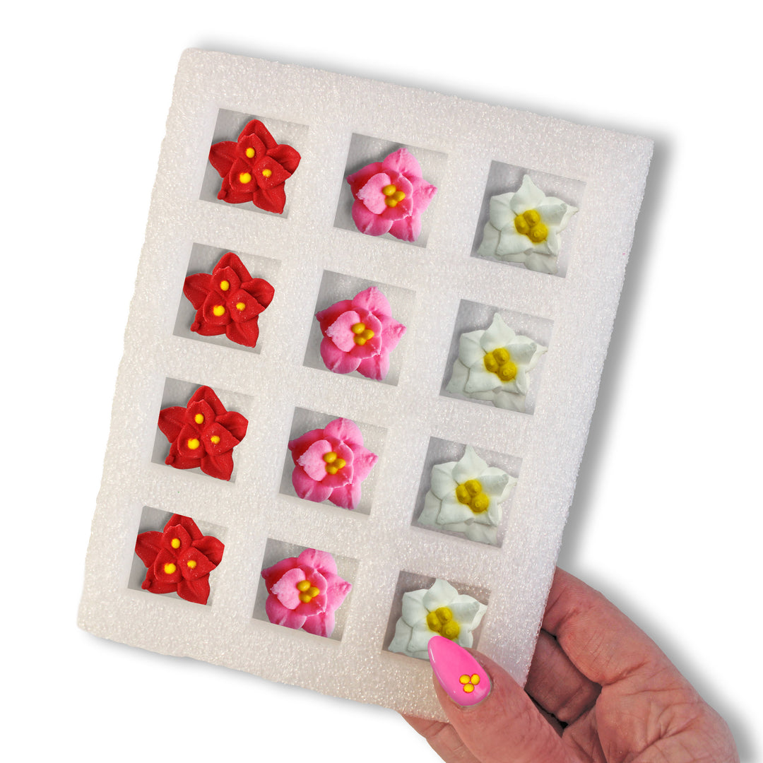 Royal Icing Assorted Poinsettias (12ct)