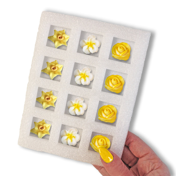 Yellow Bouquet Royal Icing Decs (12 Ct)