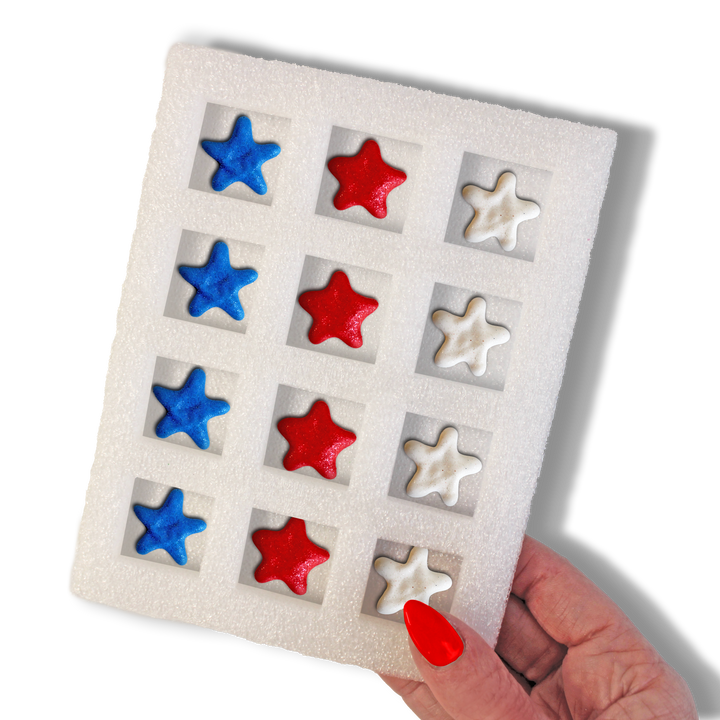 Royal Icing Red, White & Blue Glitter Stars (12 ct)