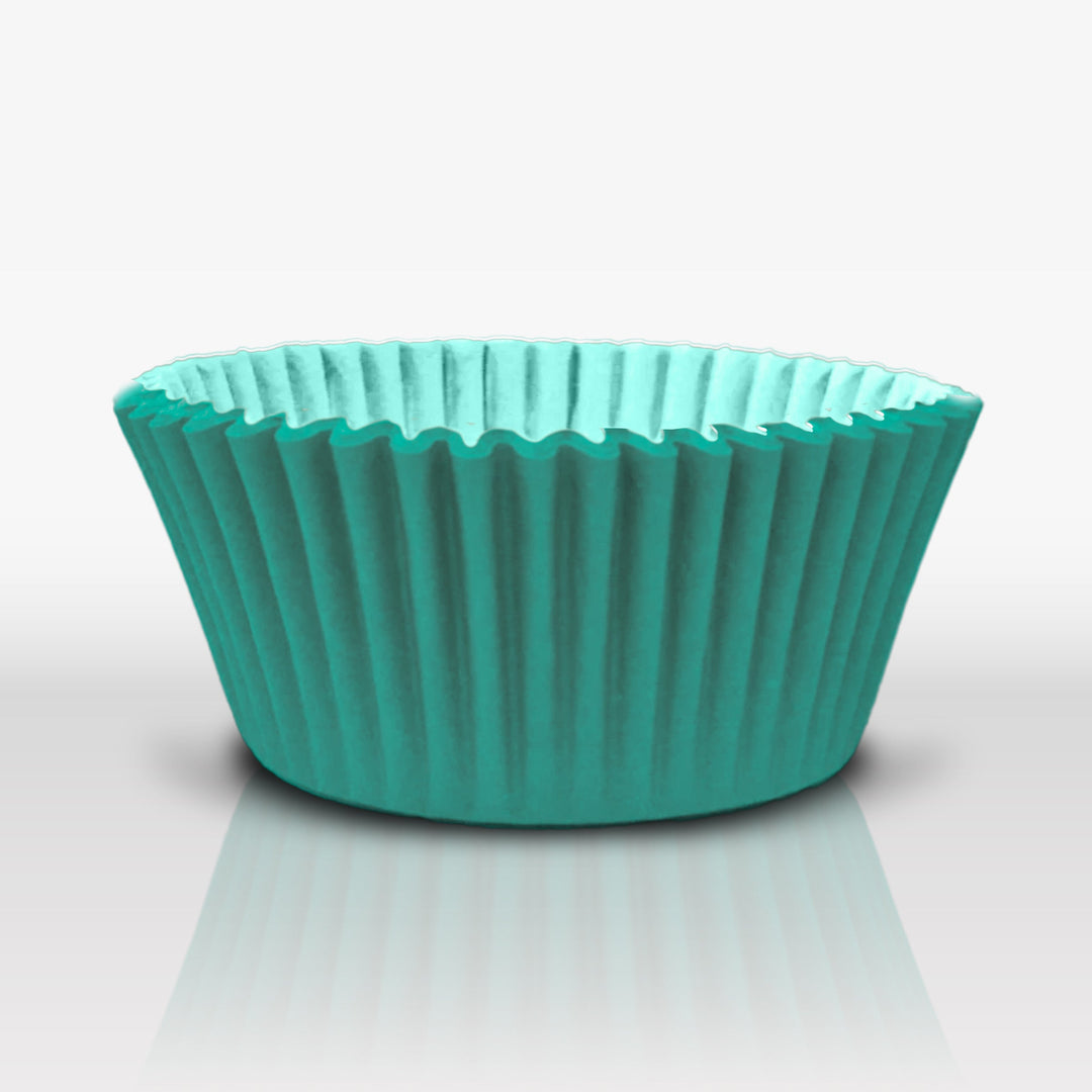 Set of 24 vibrant teal matte cupcake liners