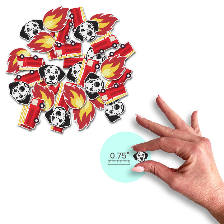 Wafer Sprinkles Firefighters (1st Responders Collection) - edible wafer sprinkles with firetruck and dog theme.