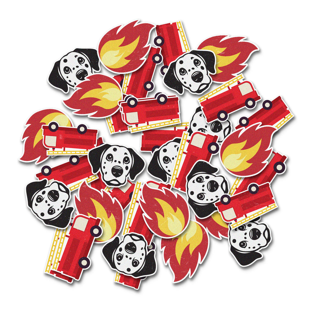 Wafer Sprinkles Firefighters (1st Responders Collection) - edible wafer sprinkles with firetruck and dog theme.