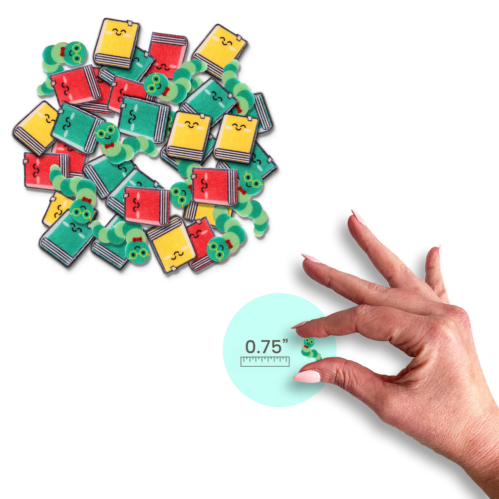 Vibrant green, yellow, and red Bookworm Wafer Sprinkles for decorating desserts