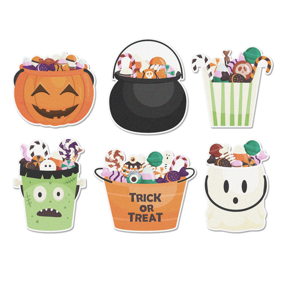 Close-up of Candy Bucket Edible Cupcake Topper - a playful candy-filled bucket design perfect for Halloween treats.