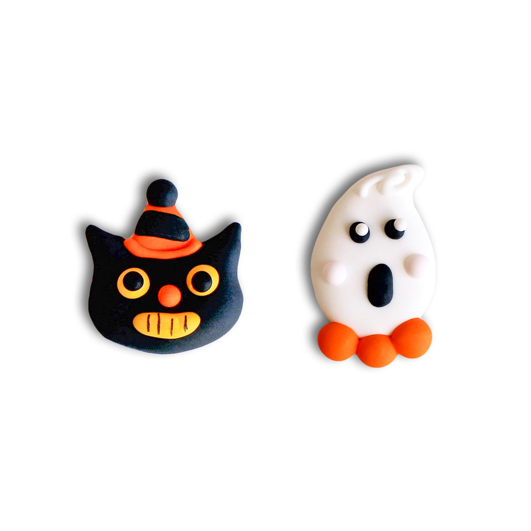 Vintage Halloween Royal Icing Decorations with Black Cat and ghost design