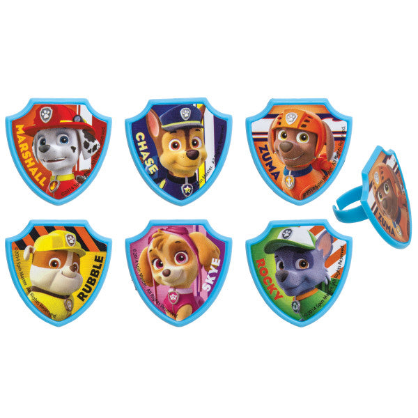 Paw Patrol Cupcake Rings - Set of adorable cupcake rings featuring Paw Patrol characters, perfect for adding a fun touch to cupcakes.
