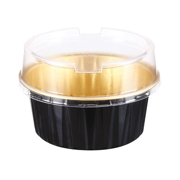 Black & Gold Mini Round Pans with Lids