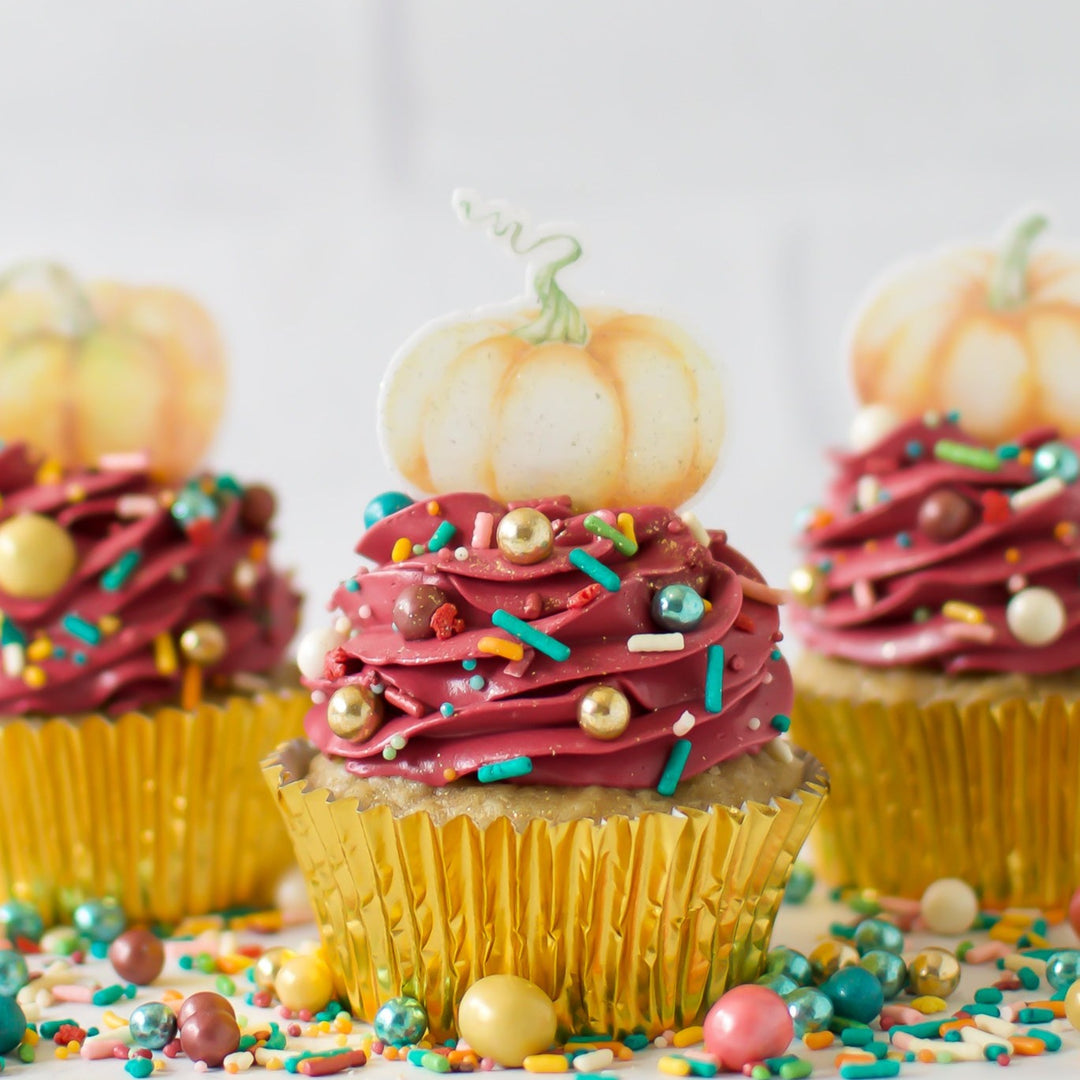 Watercolor Pumpkins Edible Cupcake Toppers