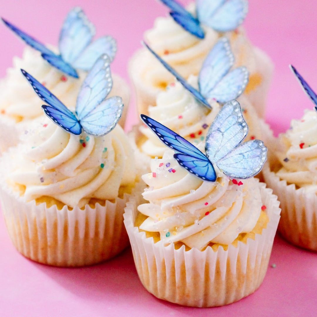 Blue Butterfly Edible Cupcake Toppers
